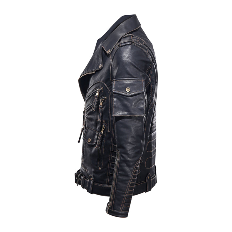 Black PU Leather Motorcycle Jacket