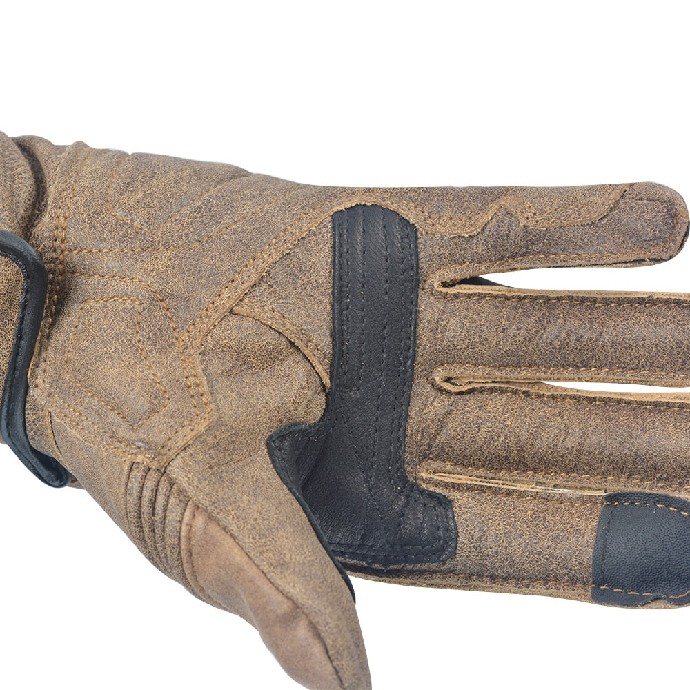 Brown Genuine Leather Protection Riding Gloves