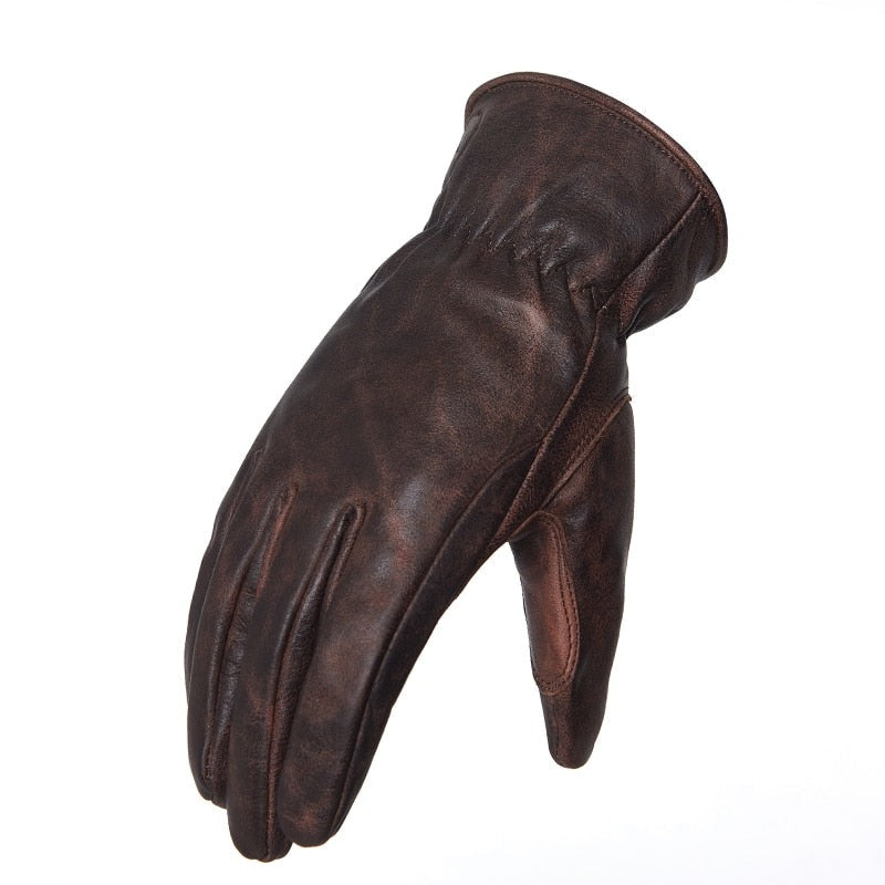 Vintage Retro Genuine Leather Full Finger Racing Gloves