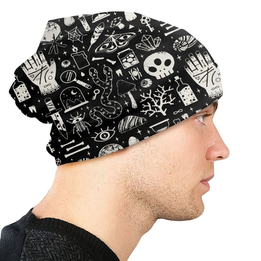 Bone Black Skull Bonnet Beanies