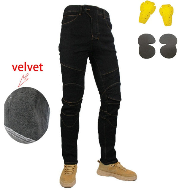Velvet Stretch Thick Motorcycle Riding Pants