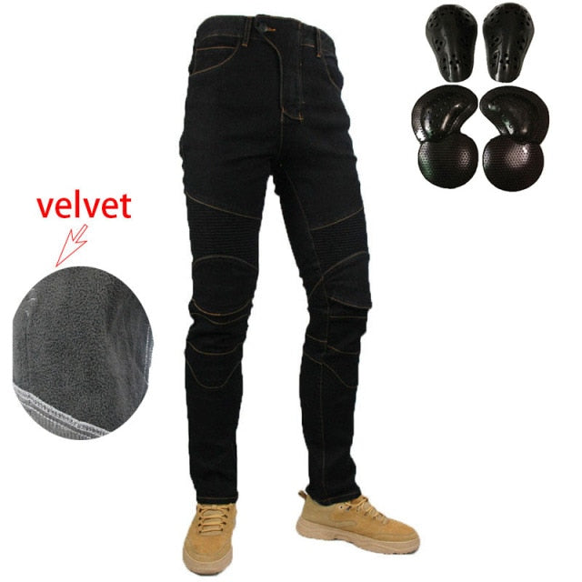 Velvet Stretch Thick Motorcycle Riding Pants