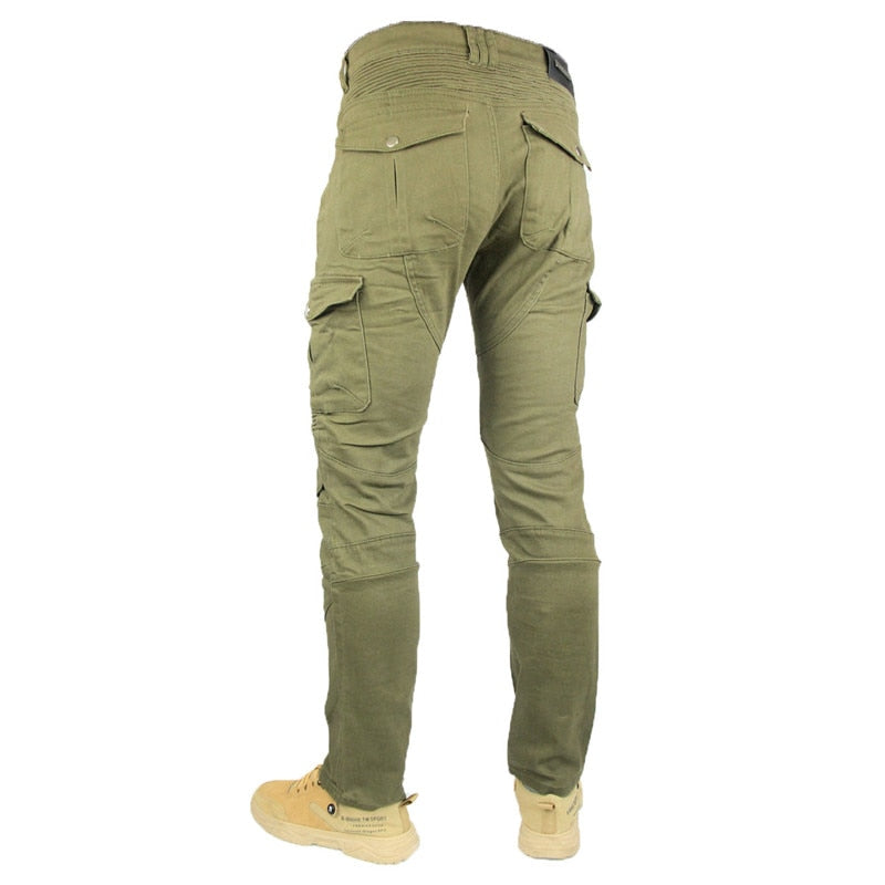 Mens Motorcycle Cargo Pants Olive