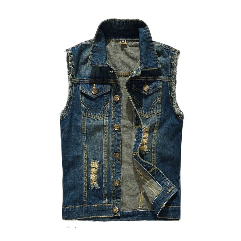 Ripped Denim Jeans Vest