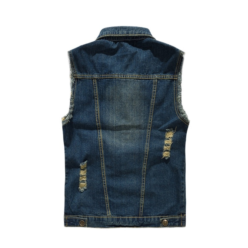 Ripped Denim Jeans Vest