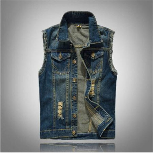 Ripped Denim Jeans Vest