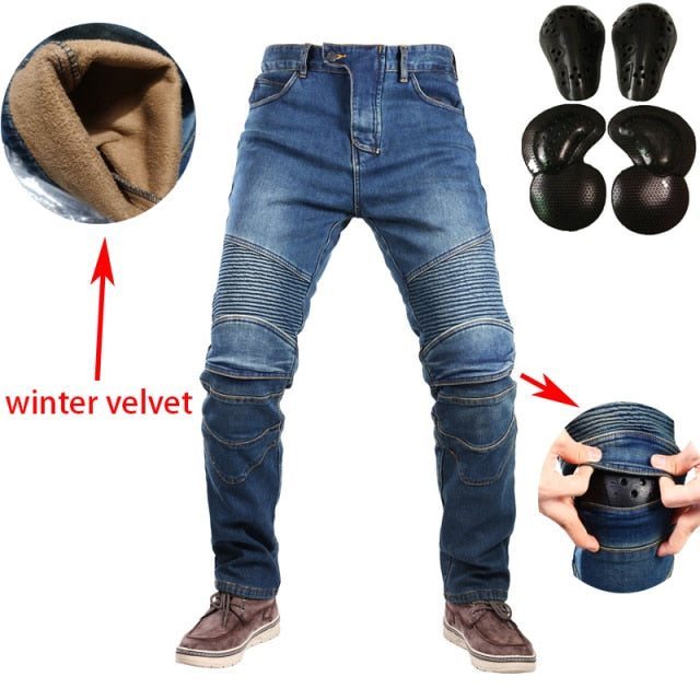 Winter Motorcycle Riding Denim Protective Pants