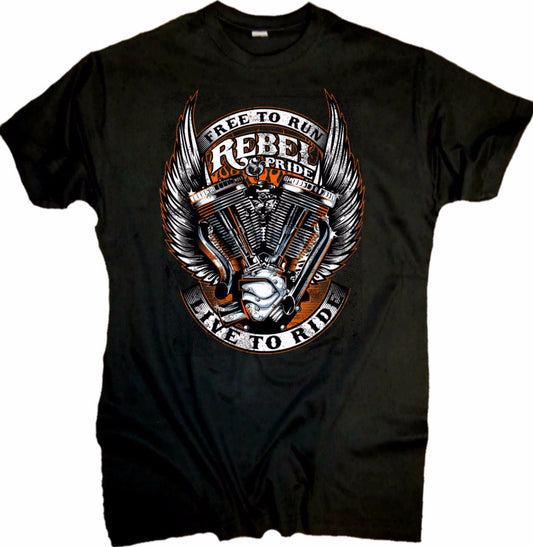 Black Free to Run - Live to Rider T-Shirt