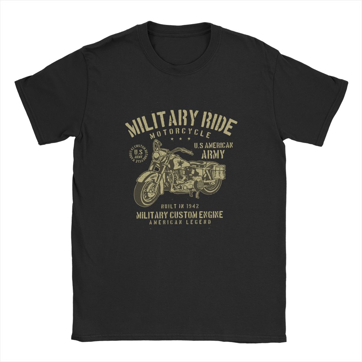 Black Military Ride Army Motorcycle T-Shirt