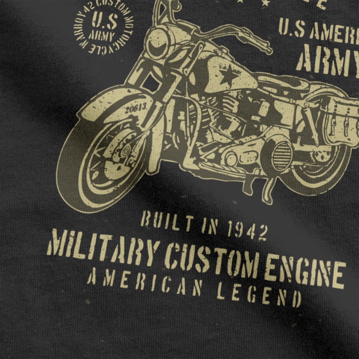 Black Military Ride Army Motorcycle T-Shirt