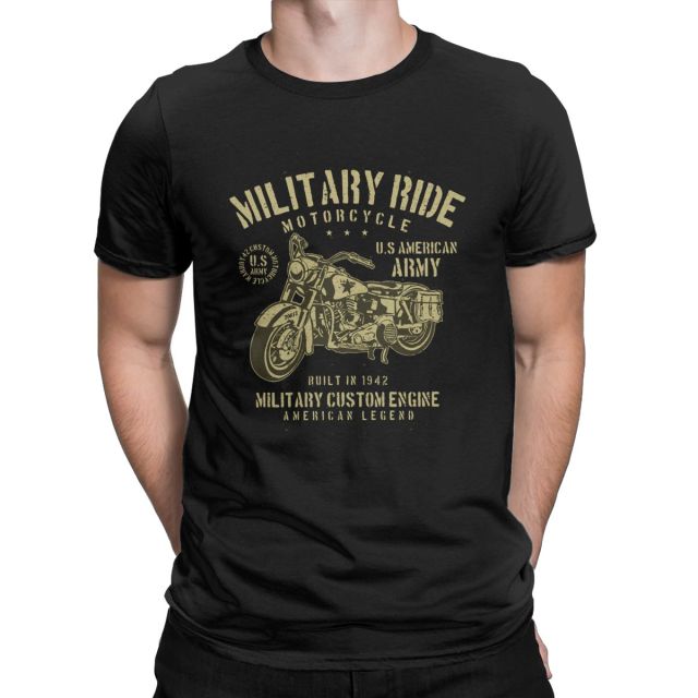 Black Military Ride Army Motorcycle T-Shirt