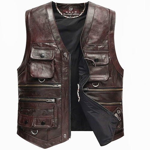 PU Leather Multi-Pocket Vest