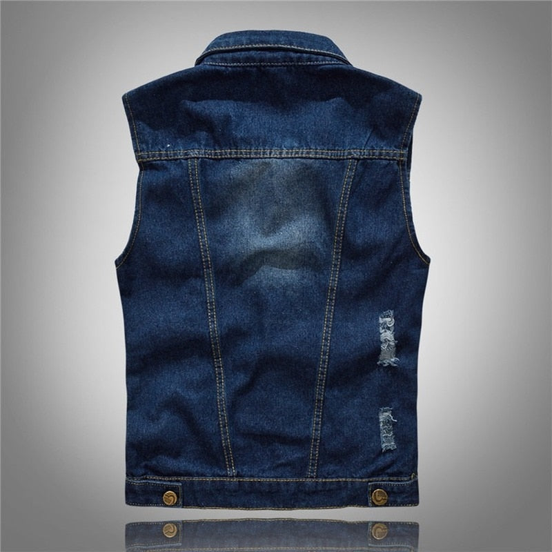 Dark Blue Washed Denim Vest