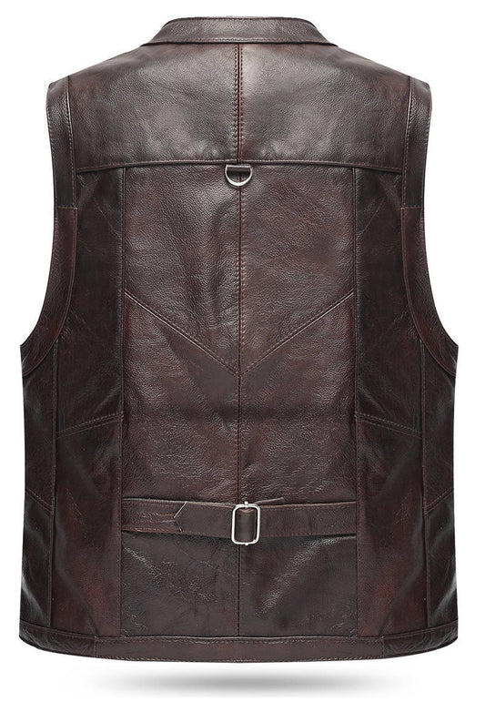 PU Leather Multi-Pocket Vest