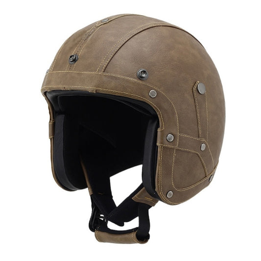 Leather Motorcycle Open Face Vintage Helmet