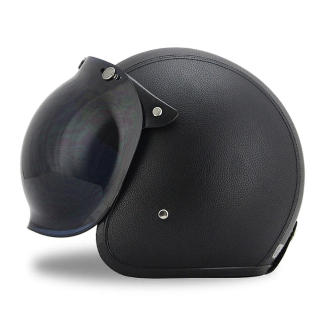 Bubble Visor Retro Vintage Leather Helmet