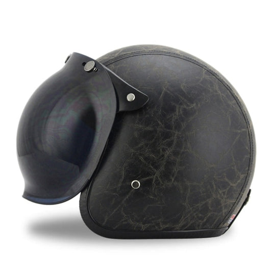 Bubble Visor Retro Vintage Leather Helmet