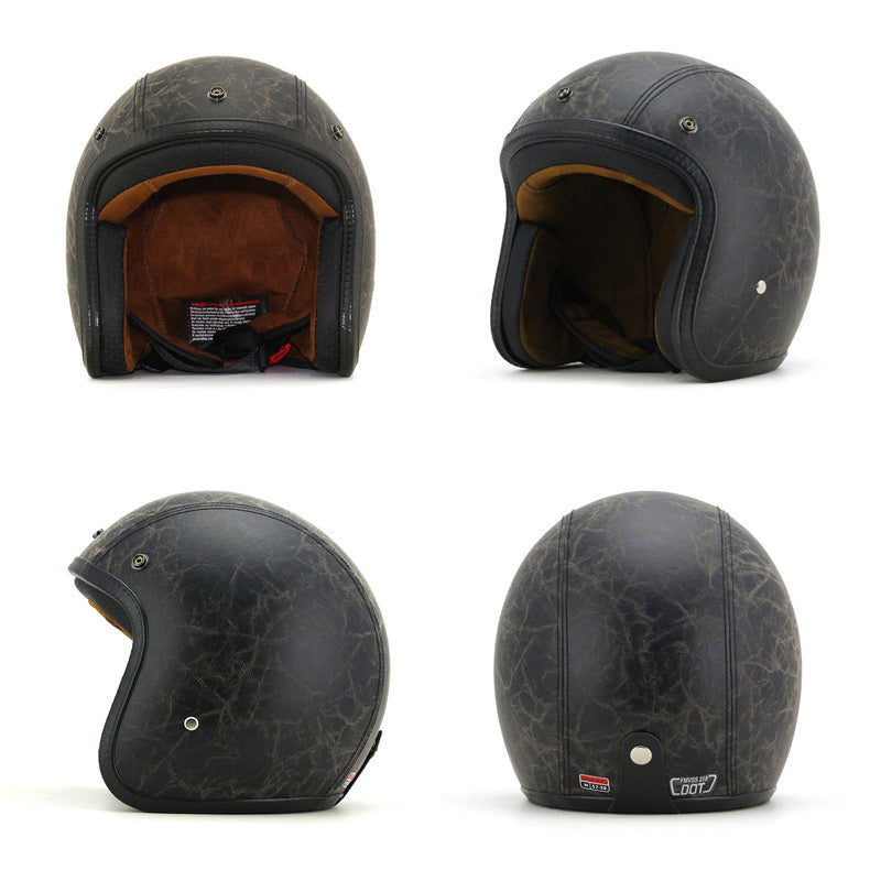 Bubble Visor Retro Vintage Leather Helmet