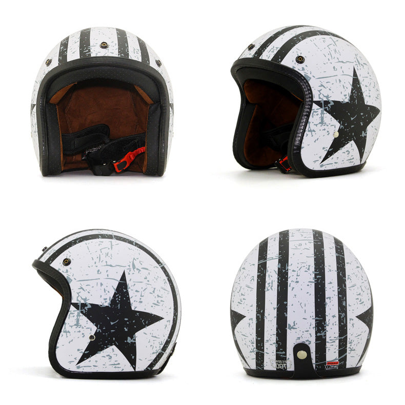 Bubble Visor Retro Vintage Printed Helmet