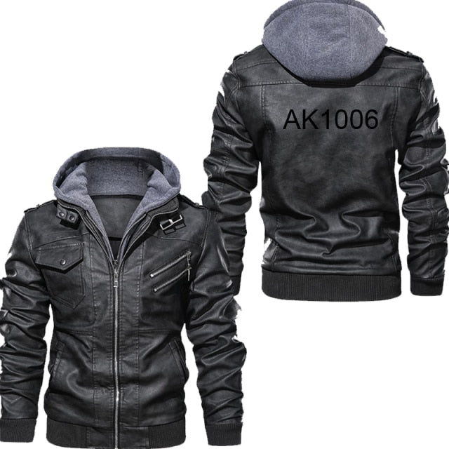 H D Skull Outline Logo PU Leather Jacket