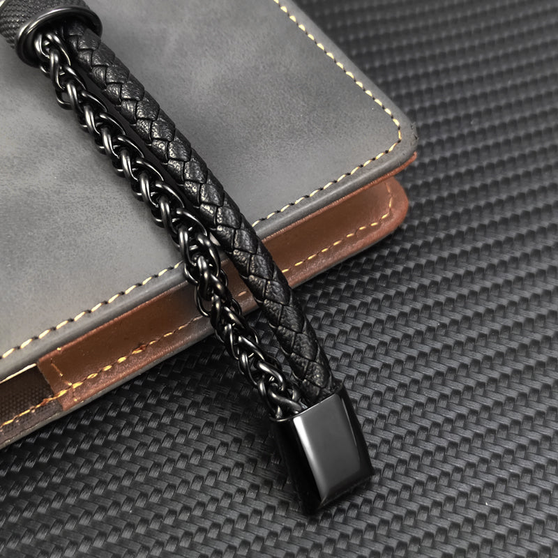 Black Genuine Leather Multi layer Luxury Bracelet