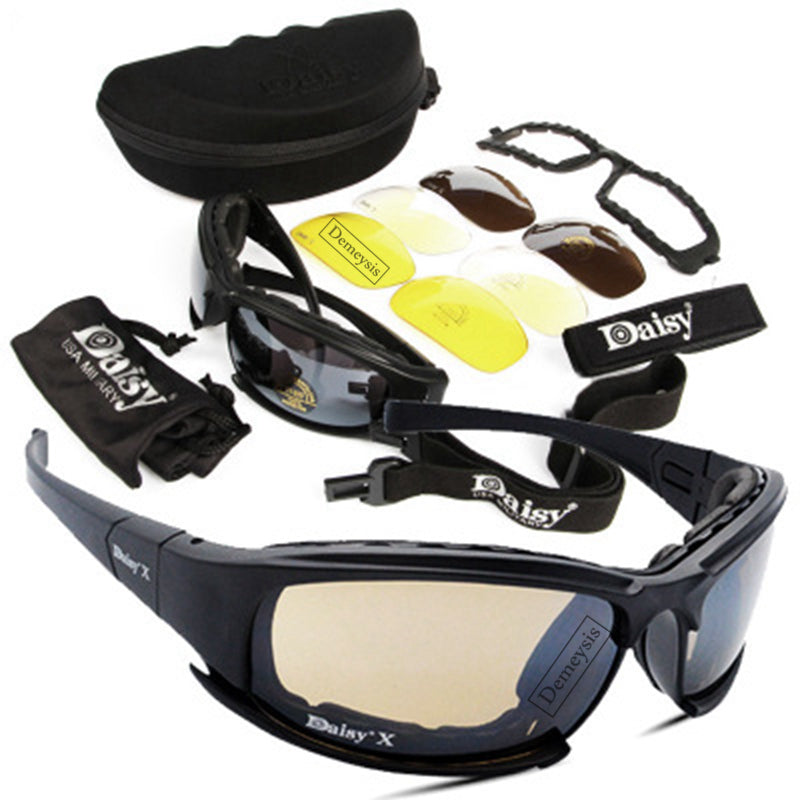 Shock Proof Polarized Motorcycle Glasses with 4 Lens