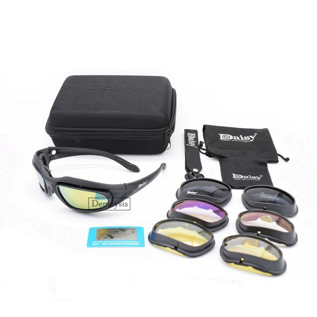 Shock Proof Polarized Motorcycle Glasses with 4 Lens