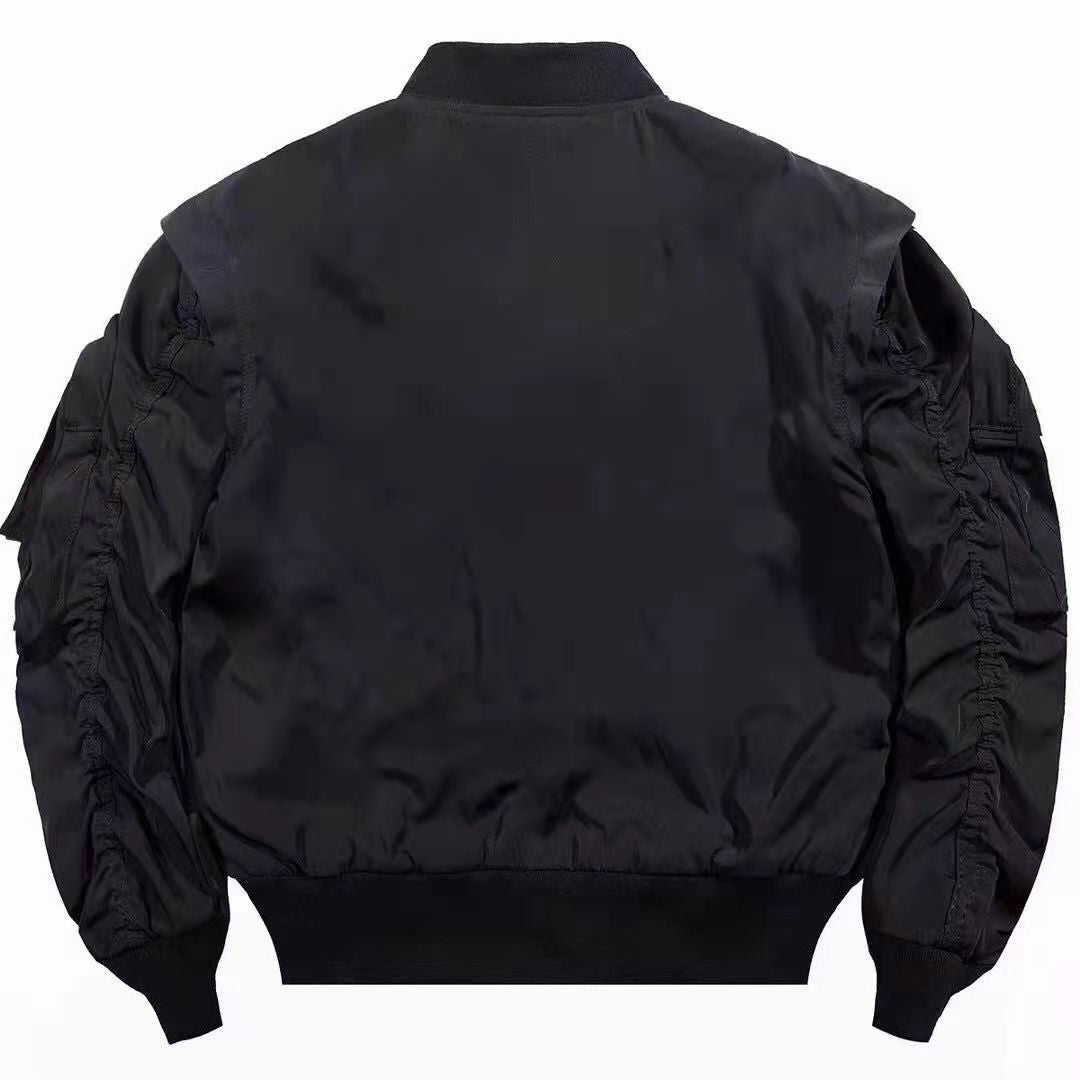 Black Skull Embroidered Bomber Jacket