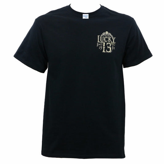 Black Lucky 13 Skull T-Shirt