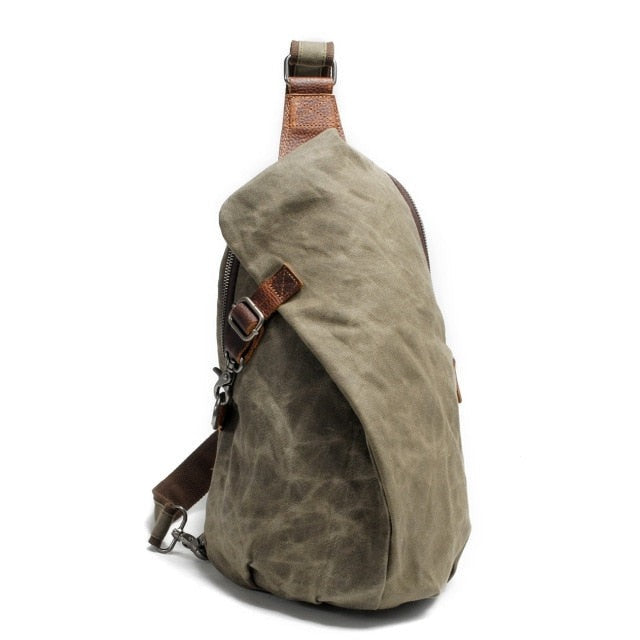 Waterproof Leather Sling Cross-body Retro Backpack